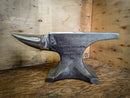 the anvil used on forged in fire.  200 lb Emerson anvil.   WHAT ANVIL IS USED ON FORGED IN FIRE.  ANVIL.  EMERSON ANVIL.  EMERSON HORSESHOE SUPPLY.  STEEL ANVIL.  4140.  4340.  STEEL CAST.  TOOL STEEL.  BLACKSMITH.  BLADESMITH.  FARRIER.  HORSESHOER.  TRADITIONAL ANVIL.  WELL- SHOD.  CENTAUR FORGE.  USA.