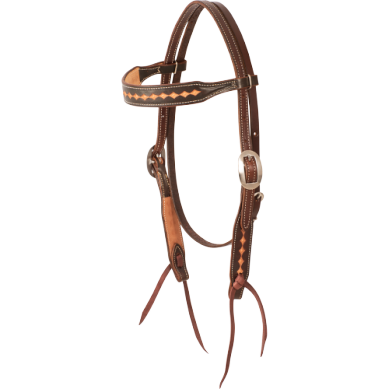 Browband Headstall with Dark Framed Diamond Tooling