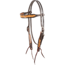 Browband Headstall with Dark Framed Scroll Tooling